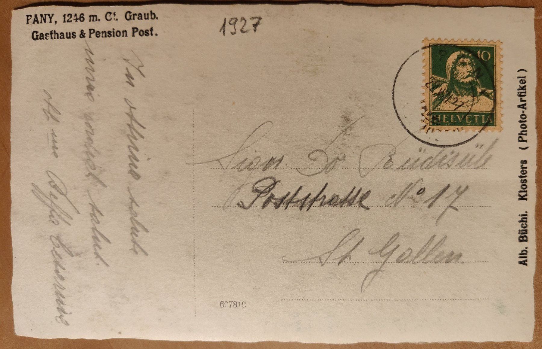 Cartoline postali: Pany Hotel Pension Post um 1925 – Usato da St. Erhard venduto da Chaeferli6 1