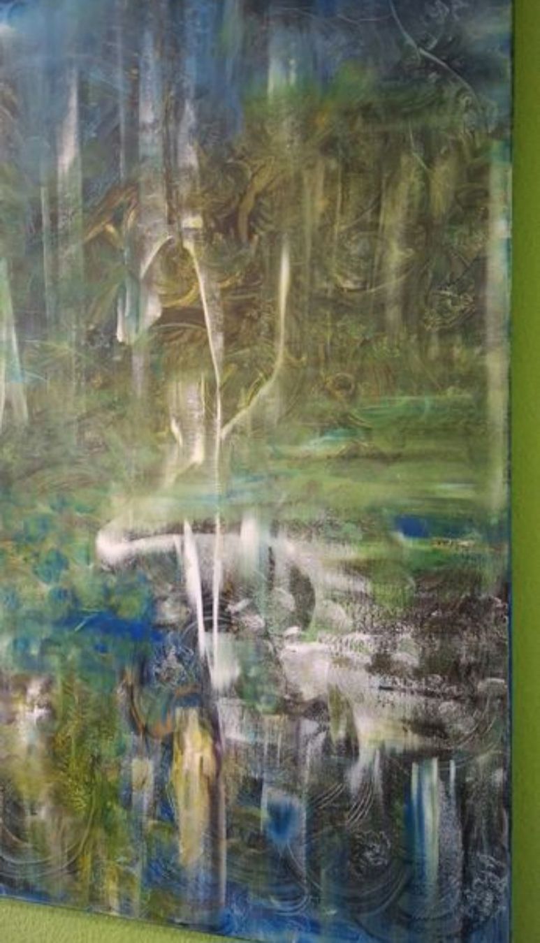 Tableaux: Gemälde " Schwanenlicht " handmade 80×100 – Neuf (Voir description) à Riehen par Steinbock1970 3