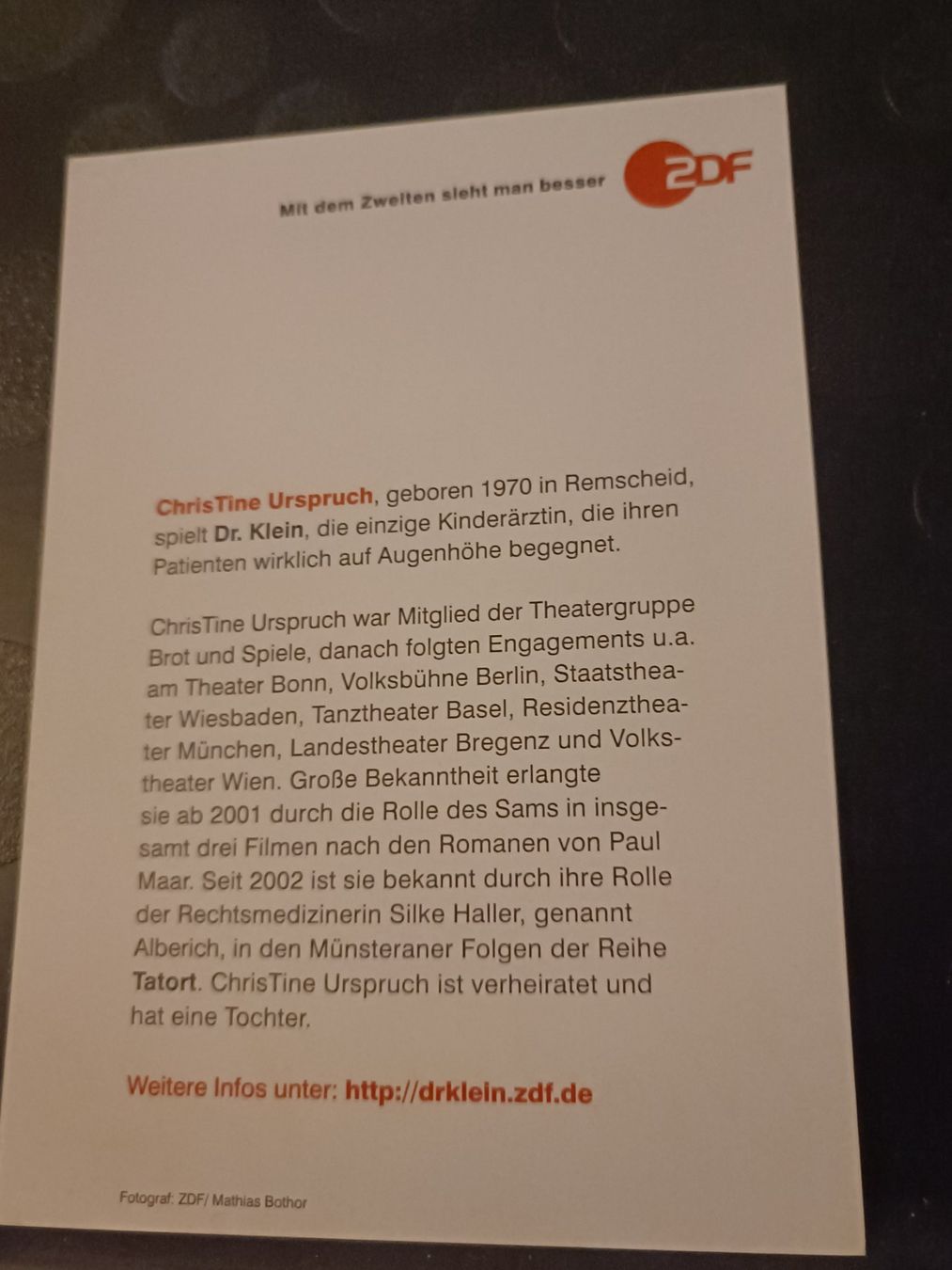 Autografi: Christine Urspruch - handsignierte Autogrammkarte – Usato da Menziken venduto da Artographs 1