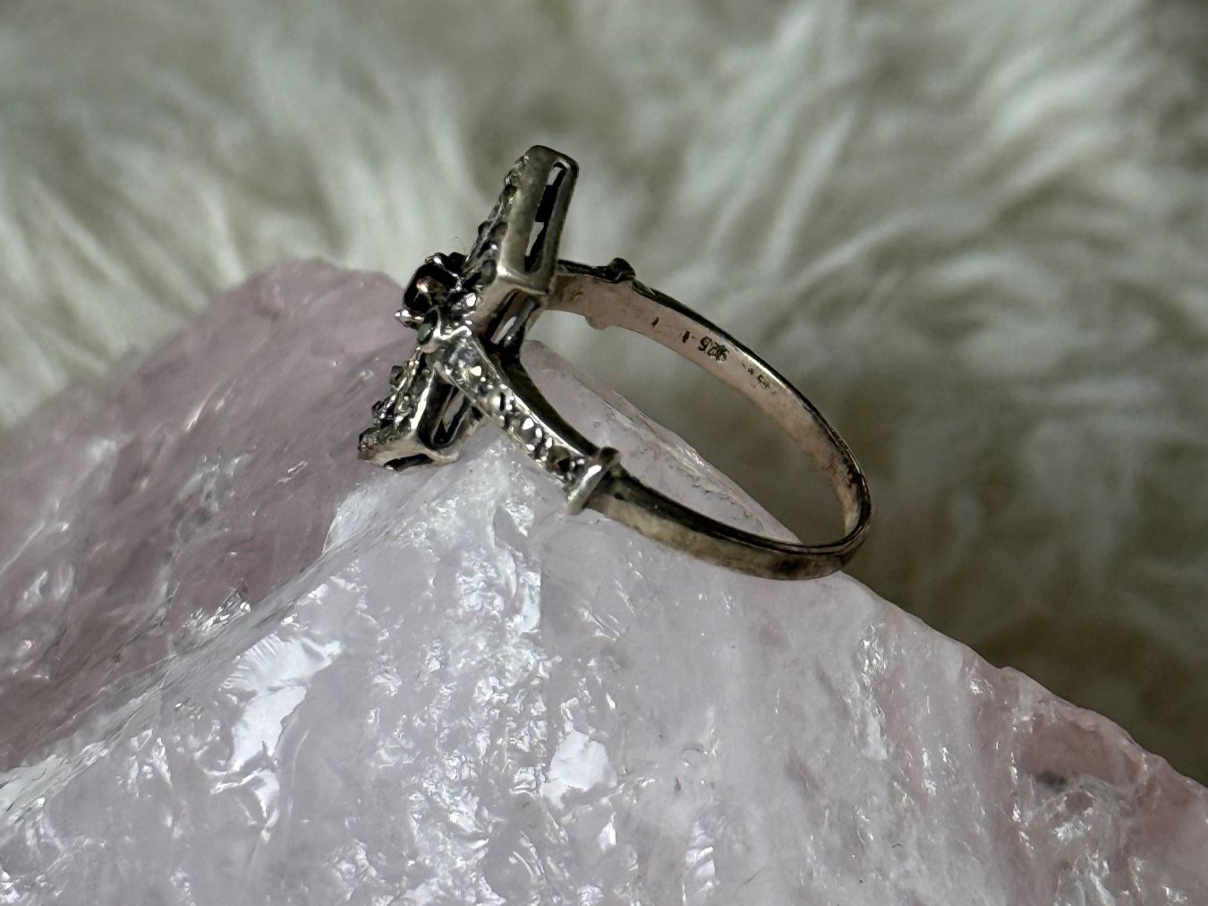 Anelli: Vintage Silberring 925 mit rotem Stein – Usato da Istighofen venduto da Ringparadies 1