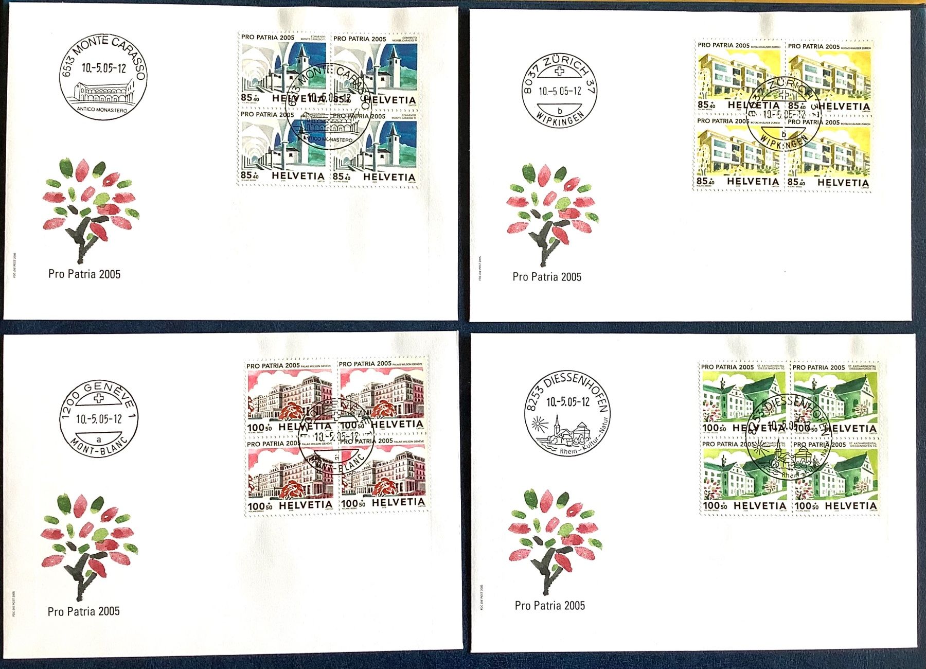 Alle Briefmarken: 2005 - FDC Pro Patria Viererblock mit Ortstempel – Neu (gemäss Beschreibung) aus Liestal von Skunk02