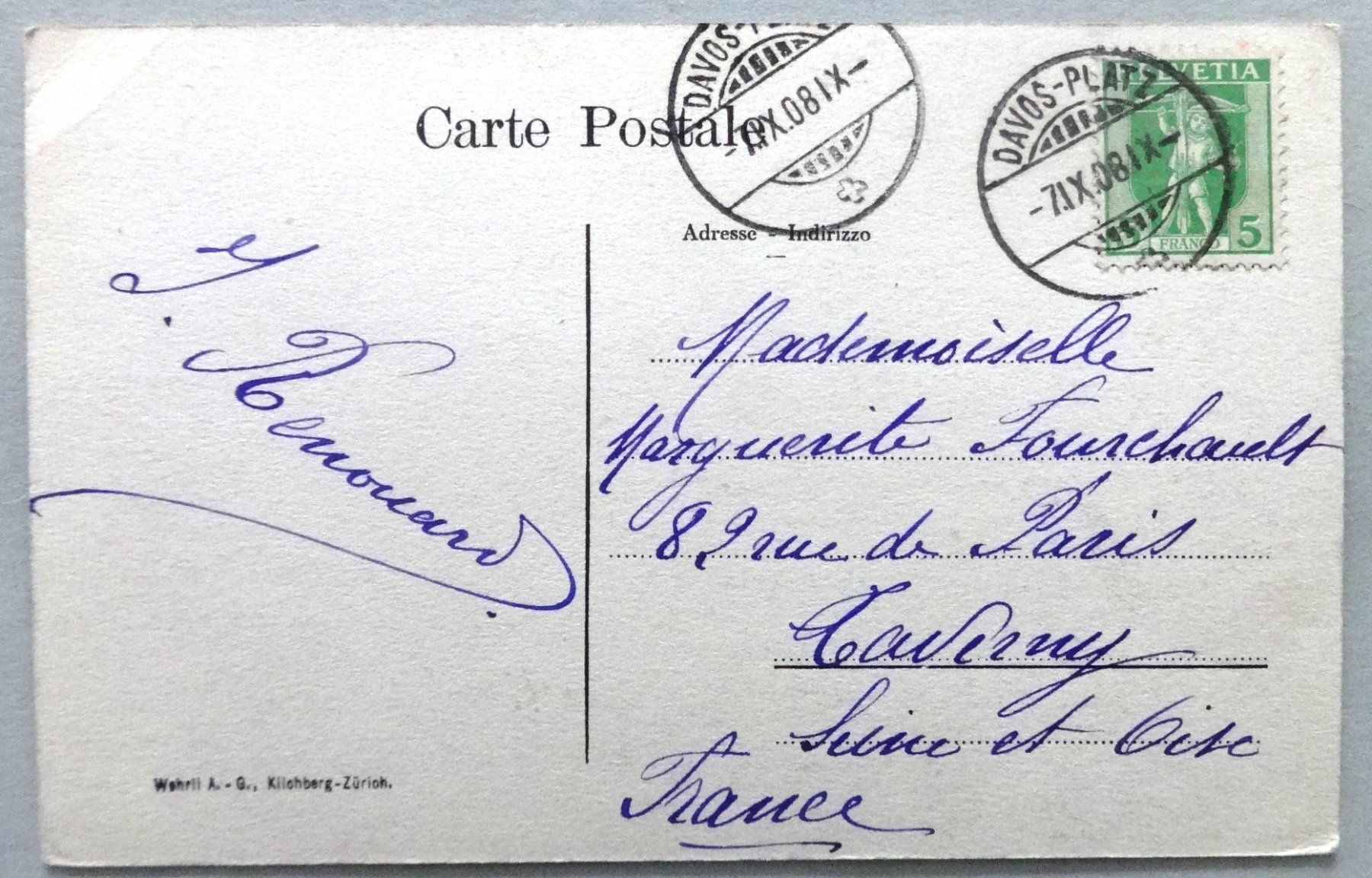 Cartoline postali: Davos vom Gemsjäger aus – Usato da Fétigny venduto da Billy2miny 1
