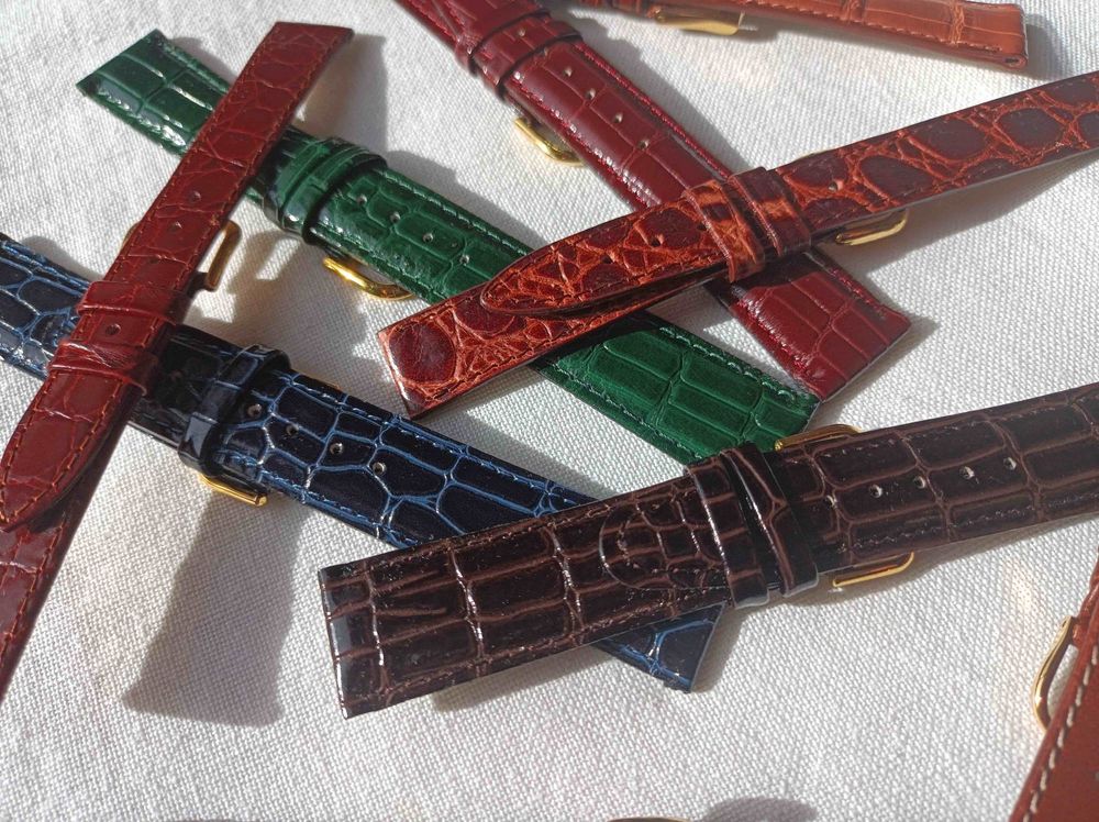 Cinturino per orologio in pelle di alligatore per serbatoio in pelle di alligatore SOLO RONDE DE cinturino per orologio in pelle di coccodrillo cinturino con fibbia pieghevole accessori per cinturino