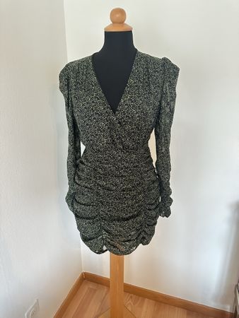 Zara party dress, size S, green and black, long  sleeves