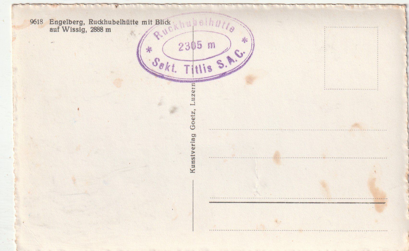 Cartoline postali: Engelberg SAC Hütte – Usato da Lumbrein venduto da made02 1