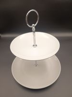 Etagere 2-stöckig weiss Metallstange gebraucht 