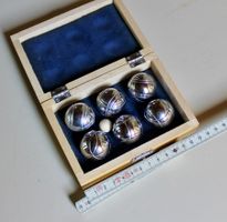 Boule Set 6 Metallkugeln inkl. Holzkiste, Top-Zustand