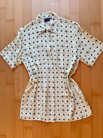 Longbluse seitlich geschlitzt, Grösse 36/38, gelb/dunkelblau