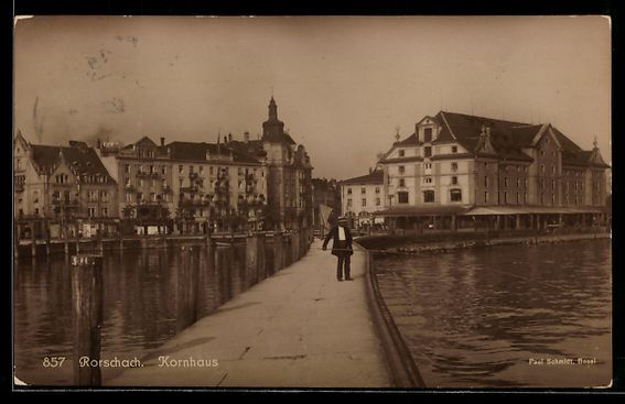 Cartoline postali: Rorschach, Kornhaus, von der Brücke ges – Usato da Berlin venduto da bartko-reher