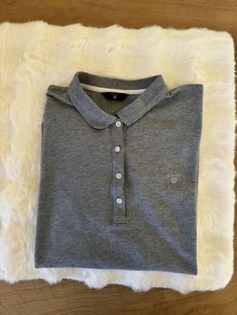 Polo GANT gris avec petits pois, T.40, femme