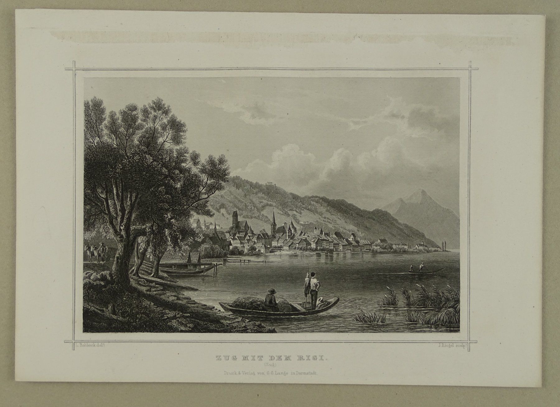 Incisioni: ZUG, STAHLSTICH NACH ROHBOCK 1870 – Usato da Grüningen venduto da Kartensammler 1
