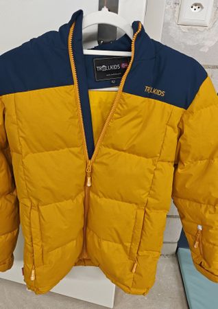 Kids Trollkids Padded Jacket Yellow Blue Size 152