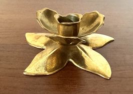Vintage Lotus Kerzenhalter aus Messing