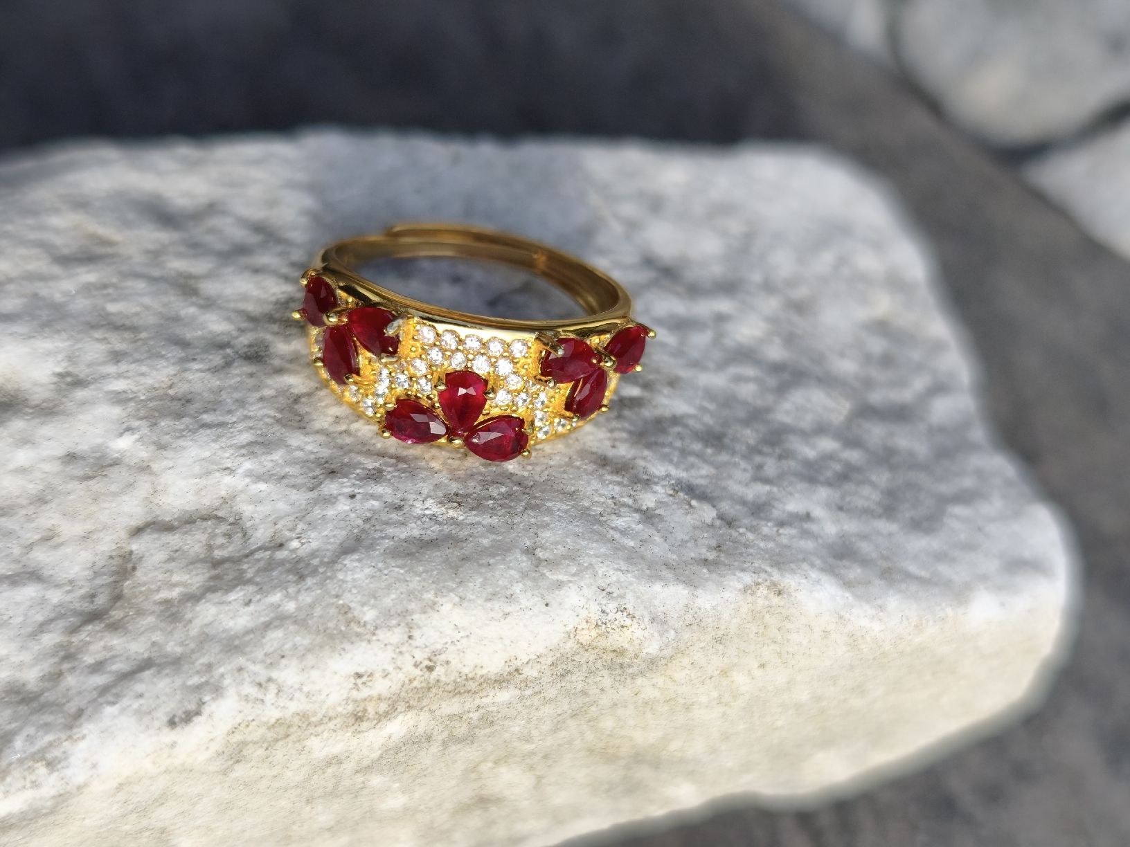Anelli: Gold Ring mit echten Rubinen aus Massivem 925 Silber – Nuovo (secondo la descrizione) da St. Gallen venduto da GIULESGG 1