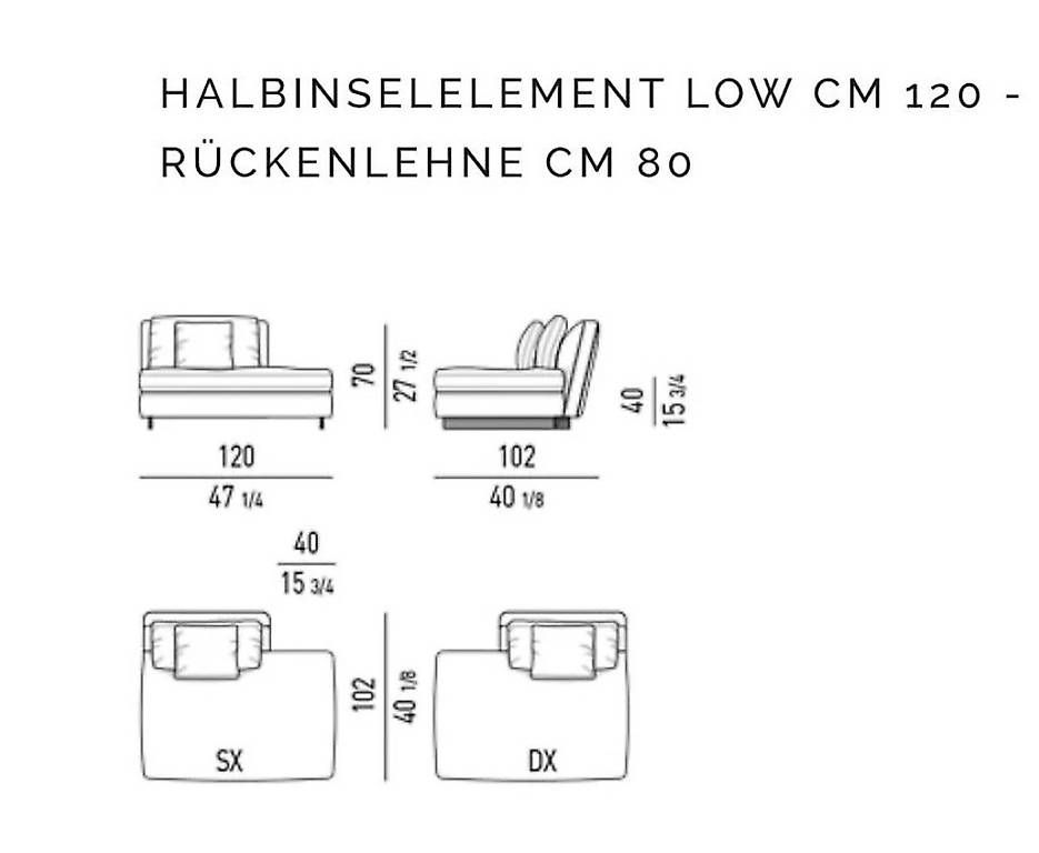 Minotti Divani: Minotti Element Sofa Liege Recamiere 120 x 100 - Couch – Usato da Zürich venduto da b1897 4