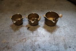 3er Set Vintage Messing-Aschenbecher in Mörser-Optik