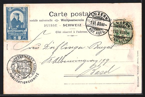 Ansichtskarten: Luzern, Eidgen. Schützenfest 1901, Stad – Gebraucht aus Berlin von bartko-reher 1