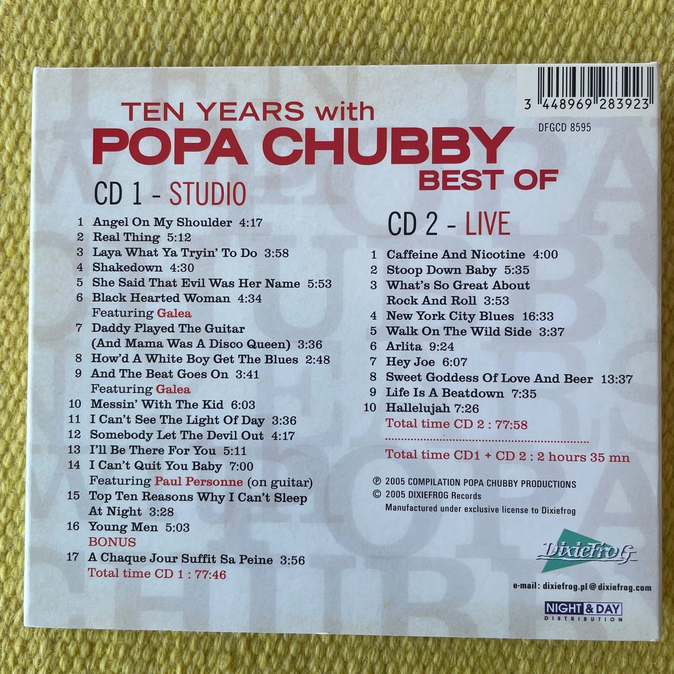 CD: POPA CHUBBY-2CD TEN YEARS BEST OF (DIGIPACK) – Usato da Rorschacherberg venduto da CD-Roli 1