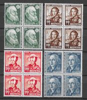 1942: Pro Juventute Viererblock Serie Nr.J101-104**