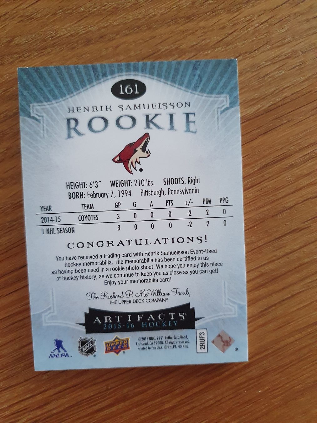 NHL Sammelbilder & Trading cards: NHL Rookie Karte – Gebraucht aus Büren an der Aare von Trash4 1