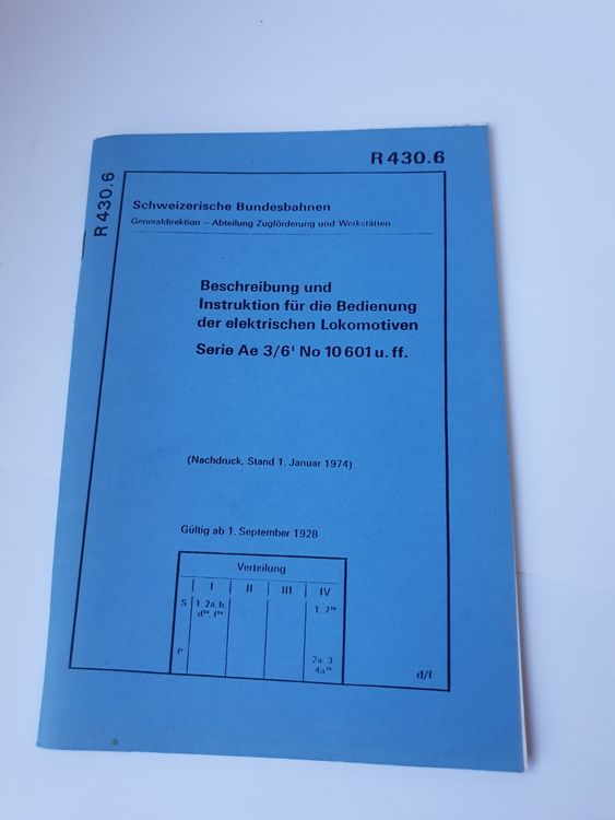 SBB / R 430.6/ Beschreibung Und Instruktion Für Die Ae 3/6 I | Kaufen ...