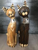 2 Katzen Figuren Leichtholz