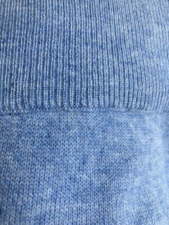 Kaschmir Merino Strickhose Gr. XS - hellblau-weiss meliert