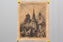 Gravure Annette VERSEL Cathédrale Genève
