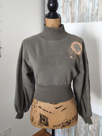 Cotton Candy Pullover Kragen XS olivfarben 