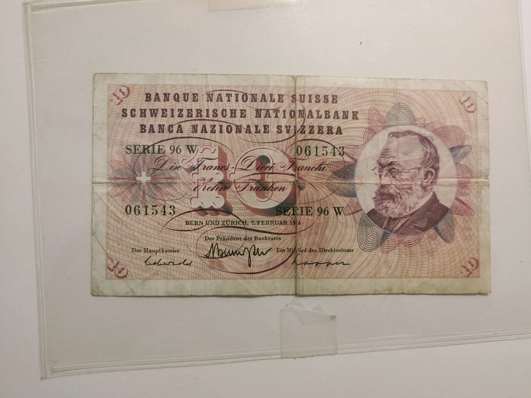 Banconote: Schweizer 10-Franken-Note, 1974, Zustand Gebraucht ! – Usato da Zürich venduto da Joer