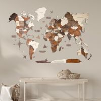 3D Weltkarte 150x90 cm aus Holz
