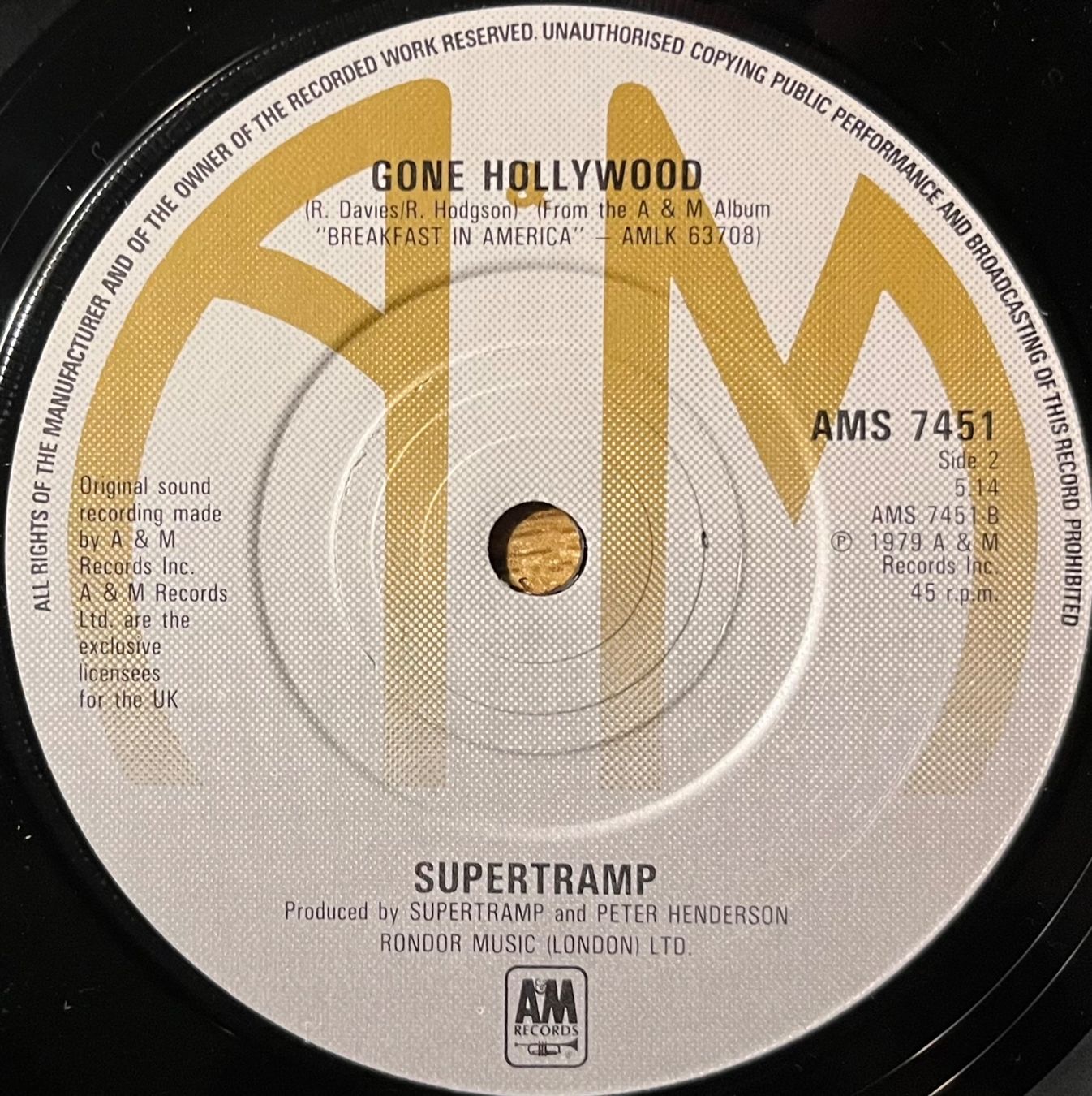 Dischi in vinile: SUPERTRAMP - BREAKFAST IN AMERICA – Usato da Bussigny venduto da vinyl-pas-cher 3
