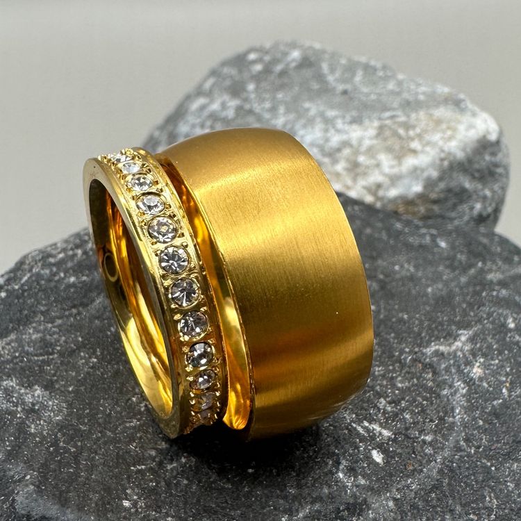 Stahl Ring Set gelbvergoldet Grösse 58 (Neu (gemäss Beschreibung)) in ...