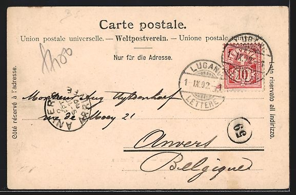 Cartoline postali: AK Lugano, Via Pessina, 1902 – Usato da Berlin venduto da bartko-reher 1