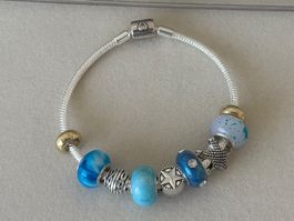 Luxus Elegante 20 cm Armband/Beads Farbe :Silber/Turkis/blau