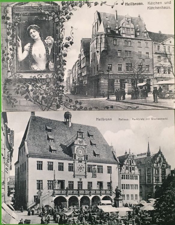 2 alte AK Heilbronn,Rathaus,Markt,Kätchen,Kätchenhaus, 1910 Kaufen