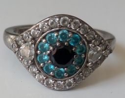 Ring Silber mit schützendes AugeZirkonia-Steinen, Grösse  17