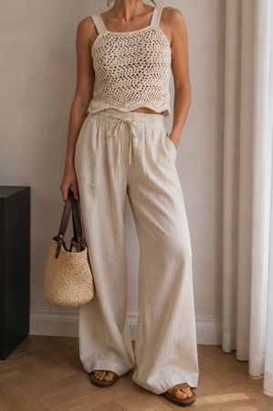 Beige Crochet Summer Top
