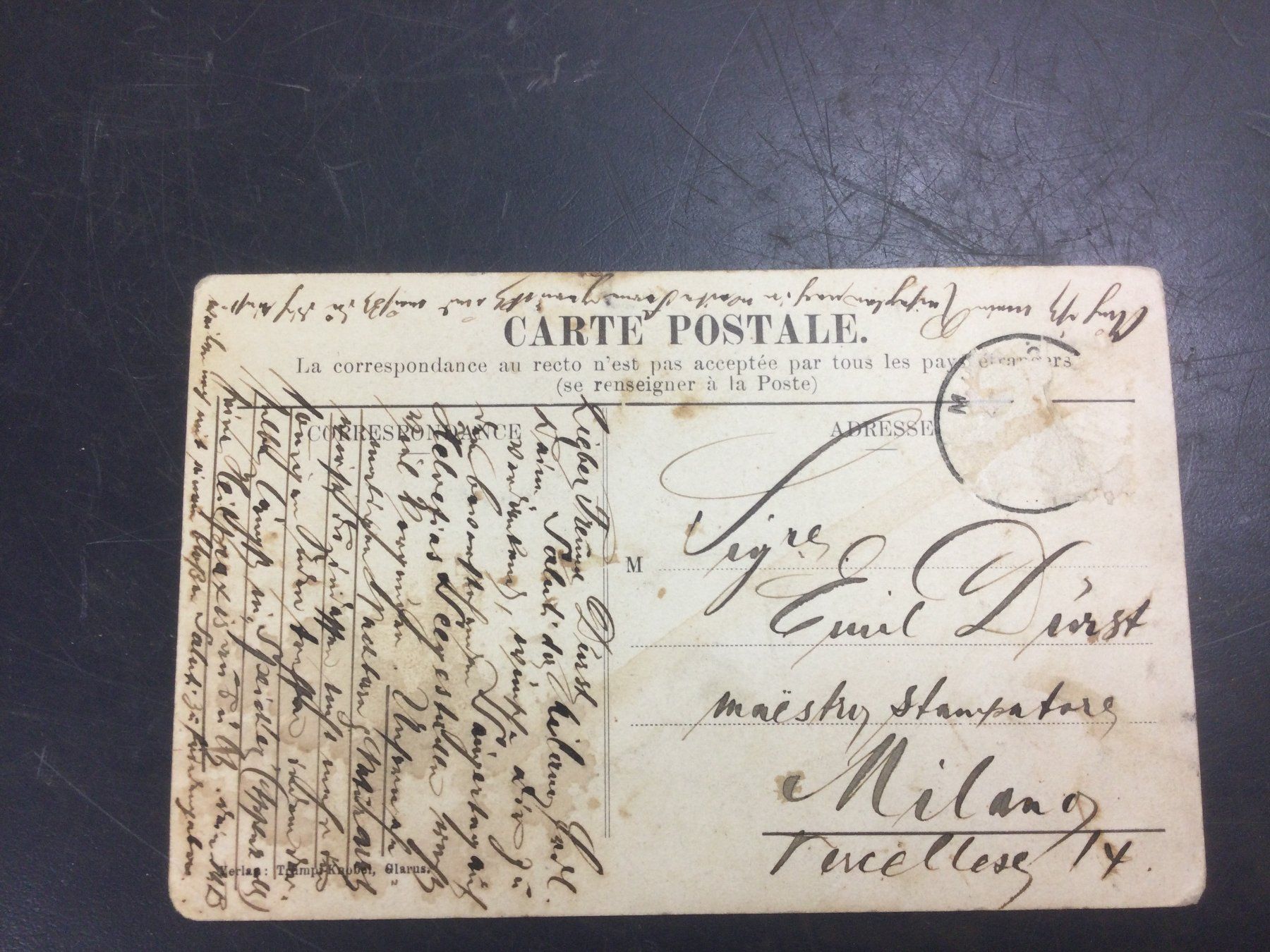 Cartoline postali: Antike Ansichtskarte vom Ort Glarus – Usato da Wangen SZ venduto da kuriosum12 1