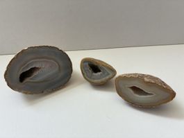 3x Seltene Achat Geode, Halbedelstein Sammlung