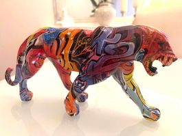Exotische dekorative Panther-Figur bunt NEU