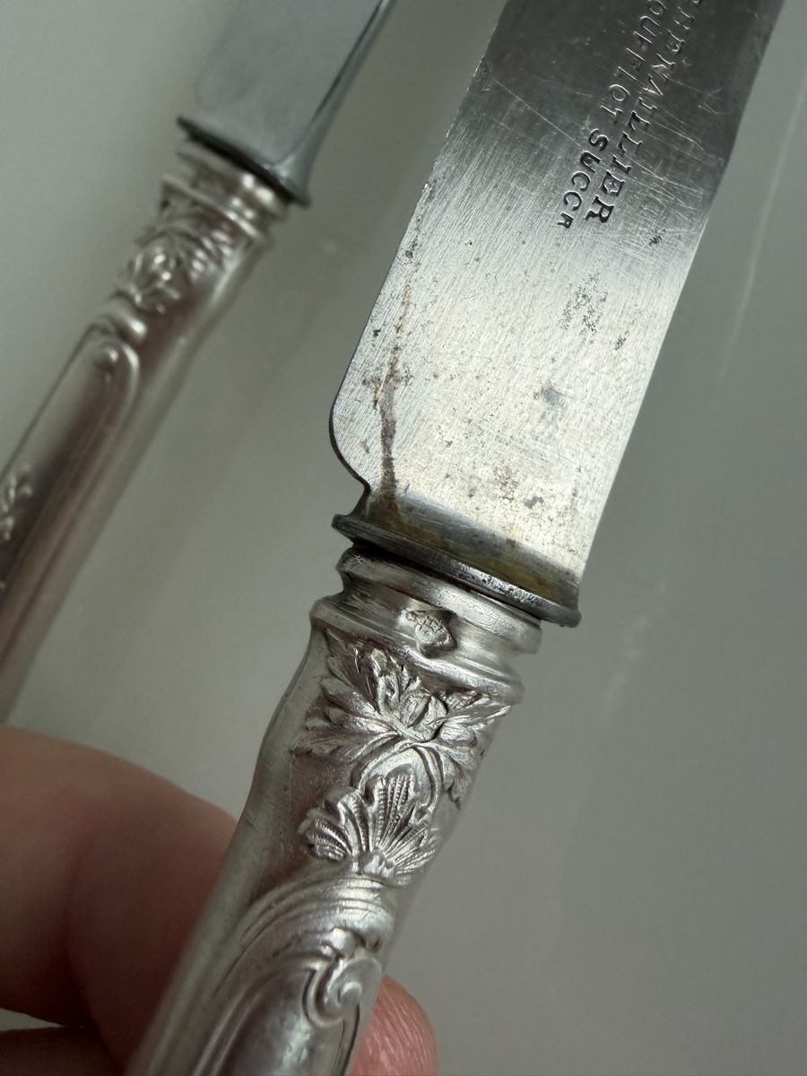 Posate: 4 couteaux vintage argent Minerve  style Rococo – Usato da Cressier FR venduto da Kvito4ka 6