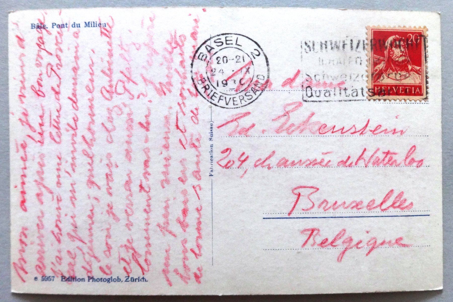 Cartoline postali: Basel, Mittlere Rheinbrücke – Usato da Fétigny venduto da Billy2miny 1