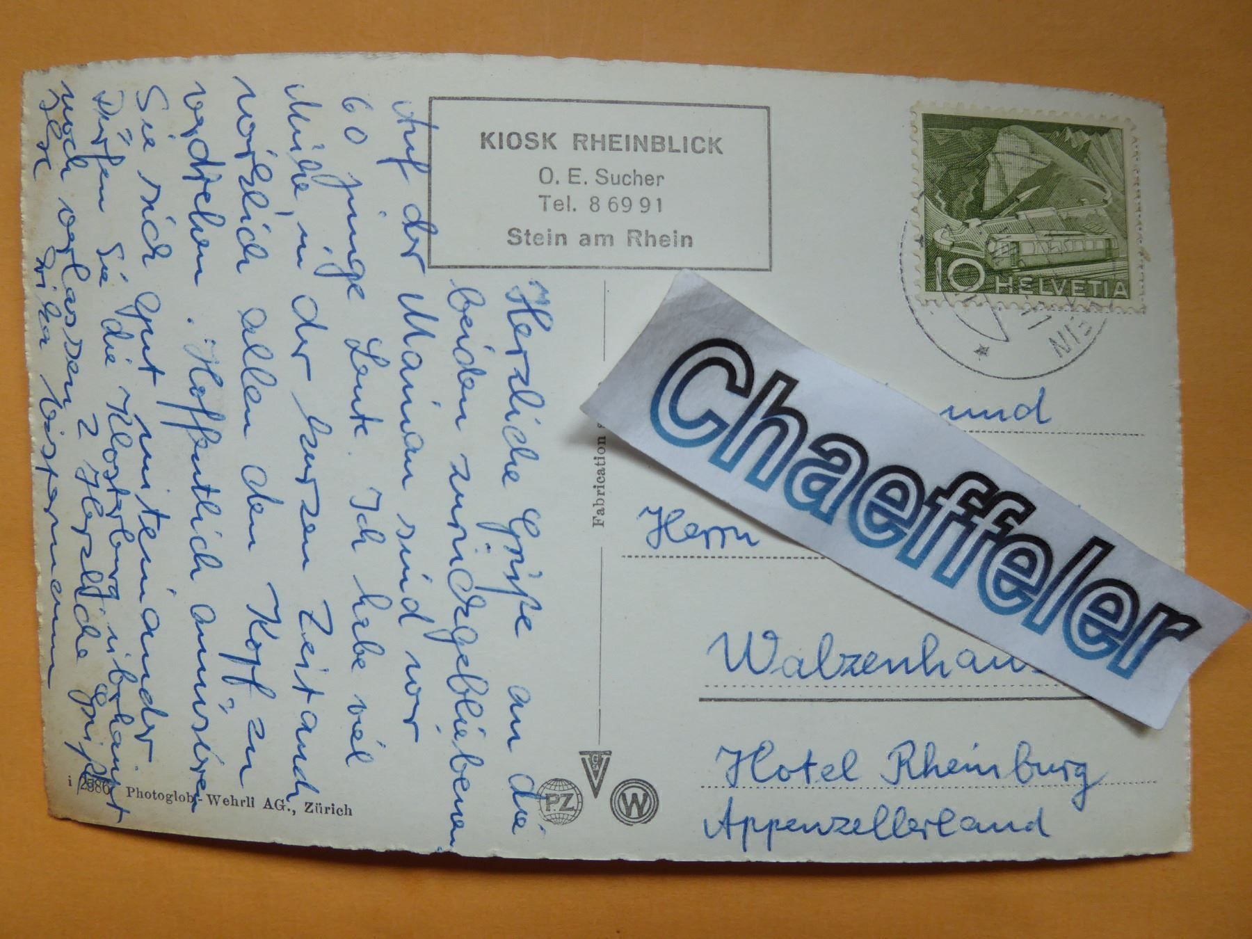 Cartoline postali: 1959  Stein Am Rhein, Rathausplatz – Usato da Zürich venduto da Chaeffeler 1