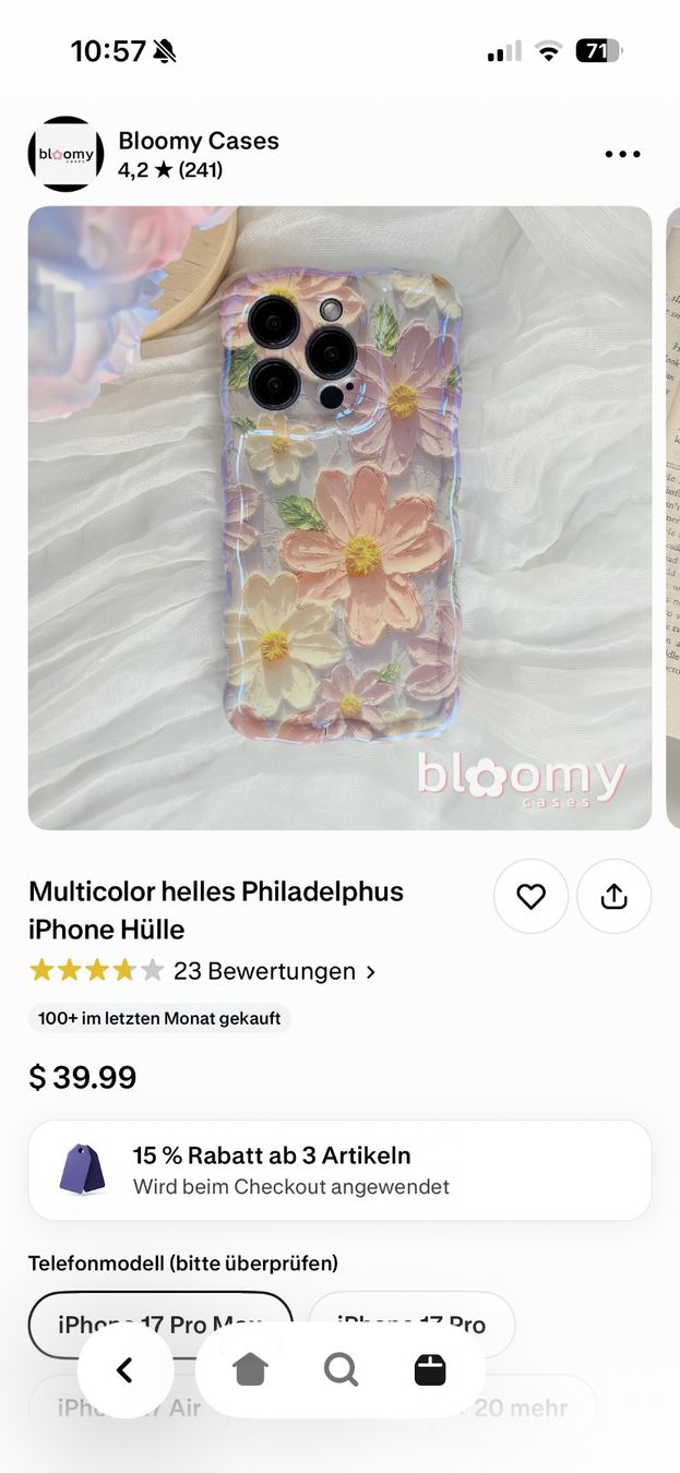 Coques & Protection écran: 2x iPhone 15 Pro Hülle mit Blumenmuster neu – Neuf (Voir description) à Burgdorf par fio_695l 4