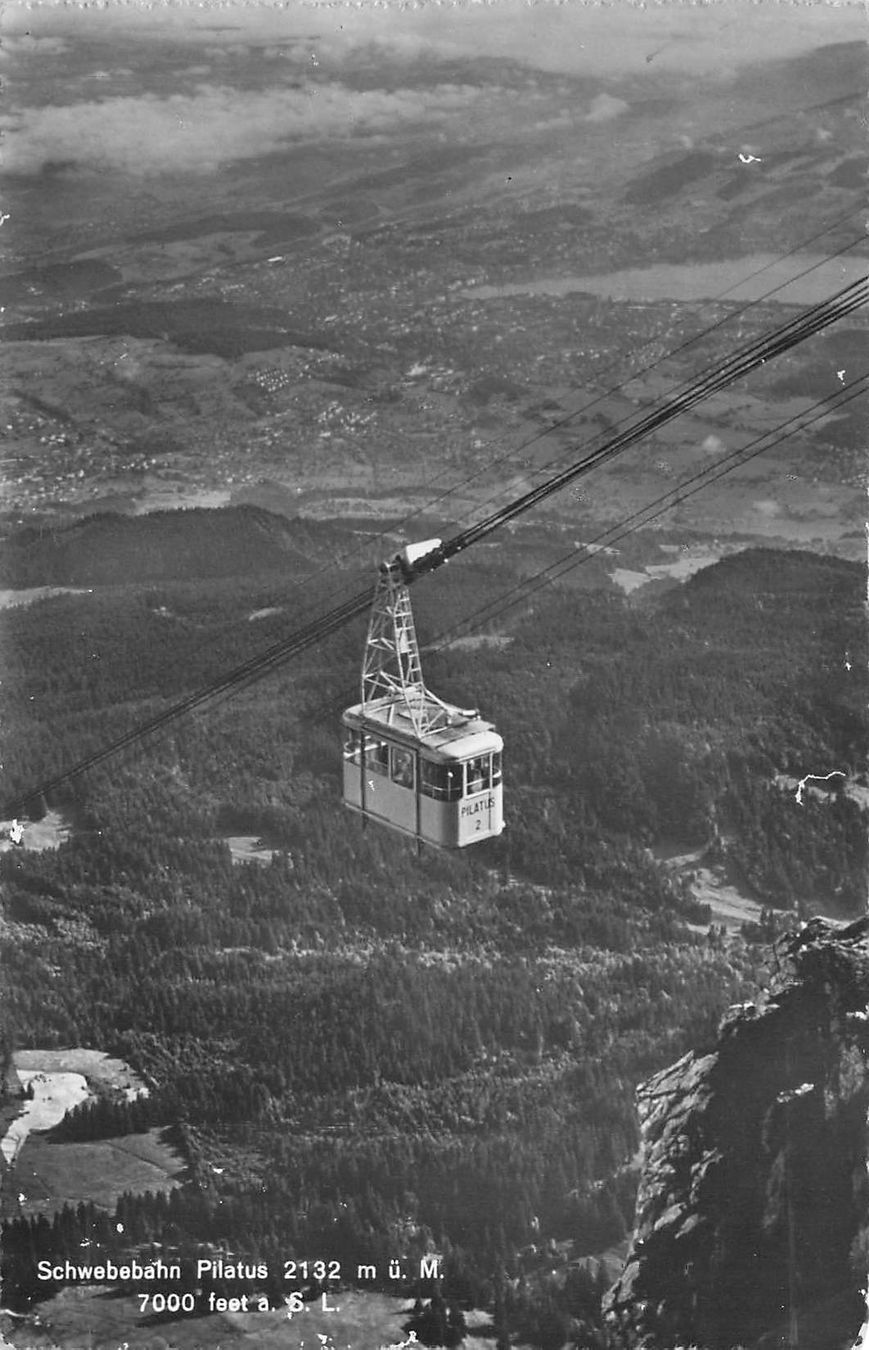 Cartoline postali: Schwebe bahn Pilatus Gondelbahn Kabinenbahn – Usato da Biasca venduto da Blenio71