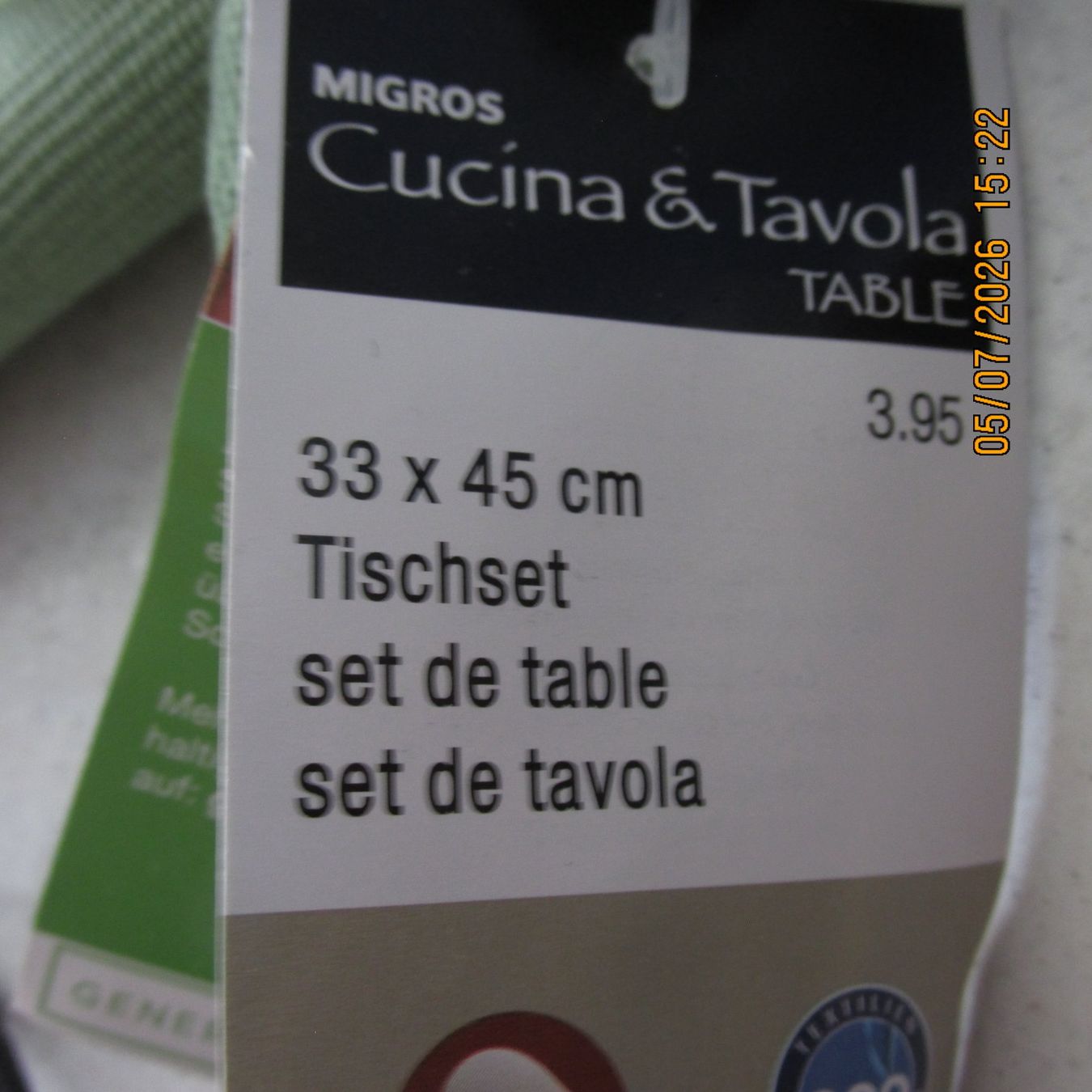 Set di tavolo e panche: Tischset 33x45cm 4er Set hellgrün neu Fr. 15.80 – Nuovo e nell'imballaggio originale da Galgenen venduto da Forflowers 1