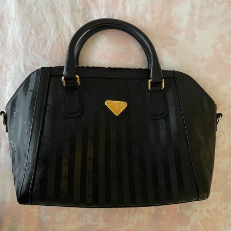 Mollerus Hand-/Schultertasche Leder schwarz-gold
