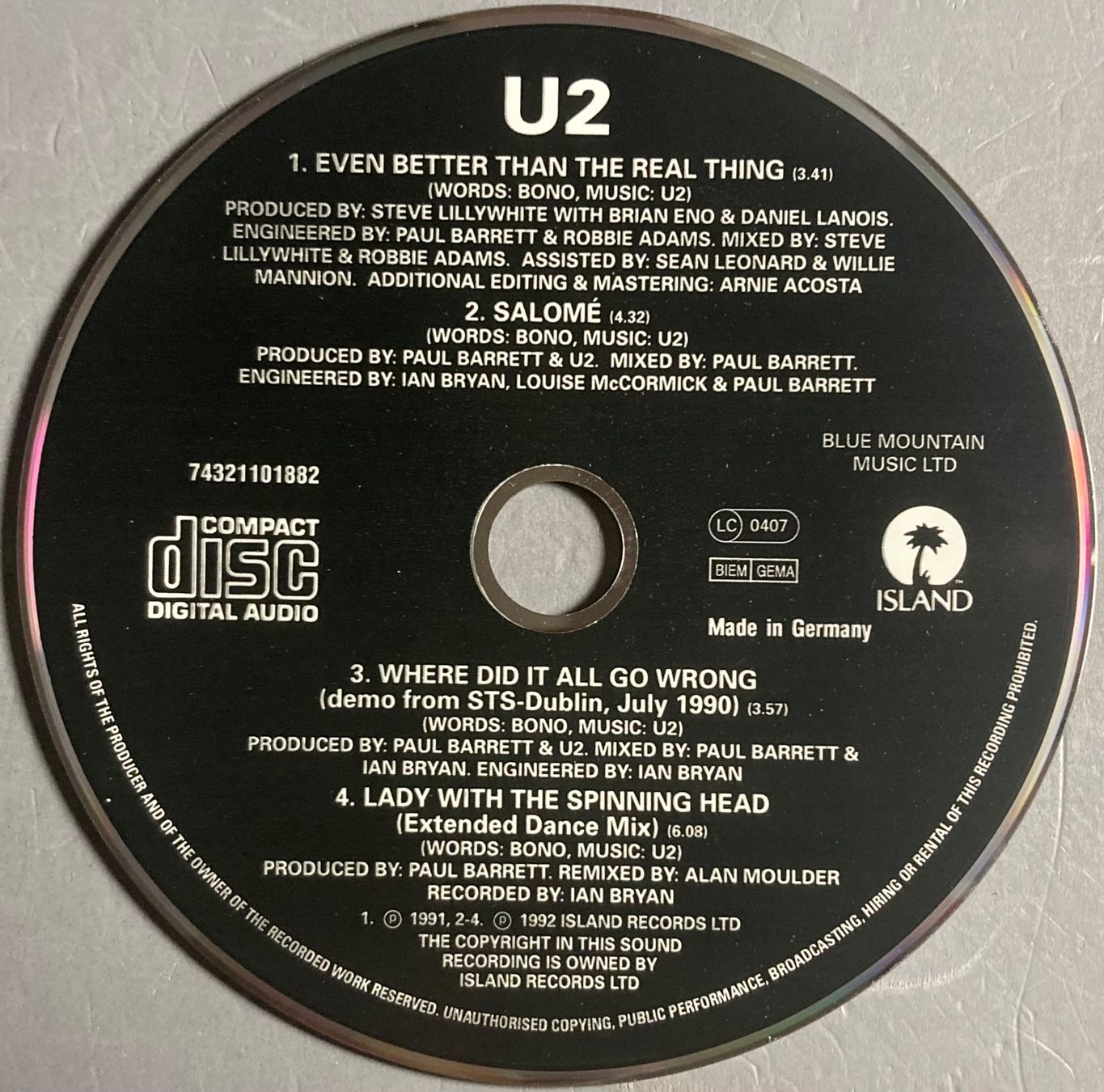 CDs: U2 - EVEN BETTER THAN THE REAL THING – D'occasion à Poliez-Pittet par Newtown-Records 1