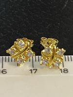Clous d’oreilles bicolores petits zircons/ LISEZ le texte
